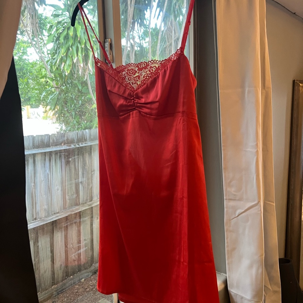 Urban Outfitters Red Lace-Trim Mini Dress